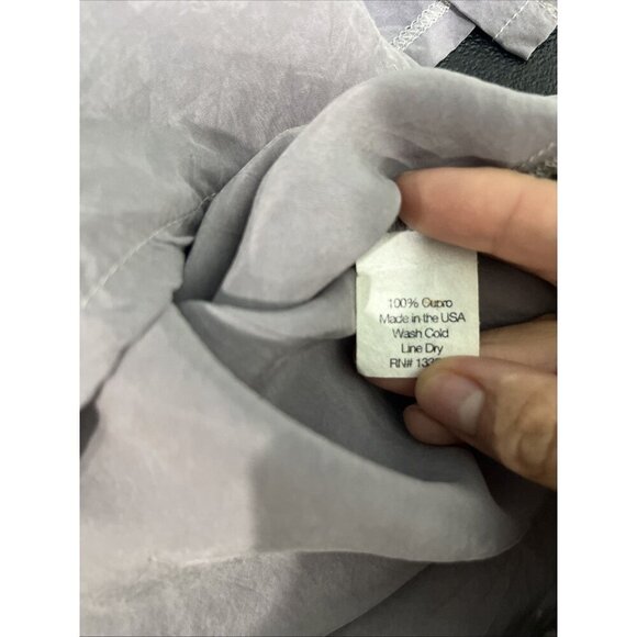 Make It Good Shirt Dress Size S Gray Purple Tunic Cupro Vegan Silk V Neck Shift - Picture 6 of 6